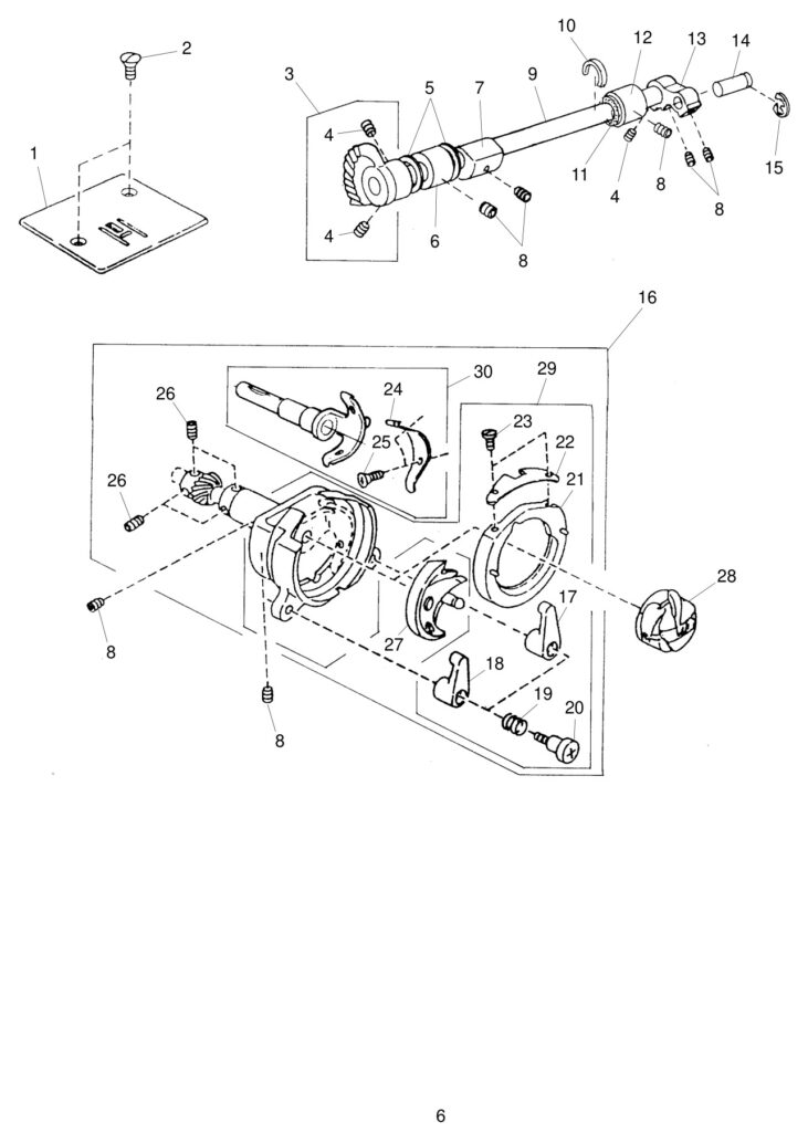Janome 2041NX exploded schematic diagram (page 6)