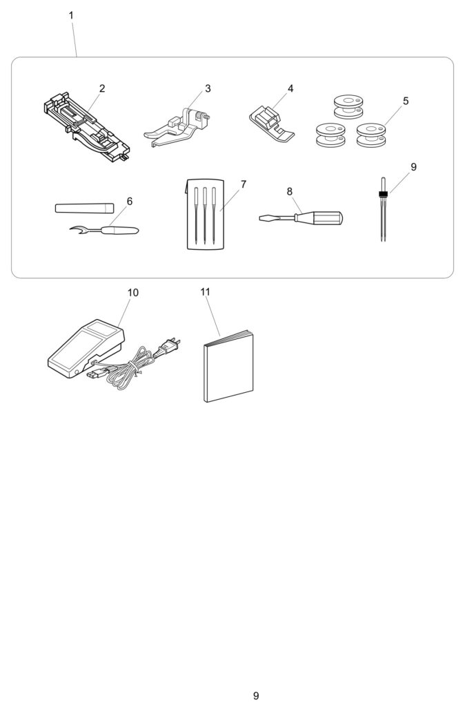 Janome 2041NX exploded schematic diagram (page 9)