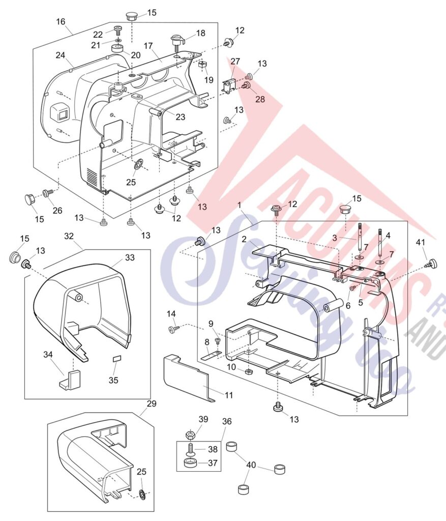 Janome 2041SX exploded schematic diagram (page 1)