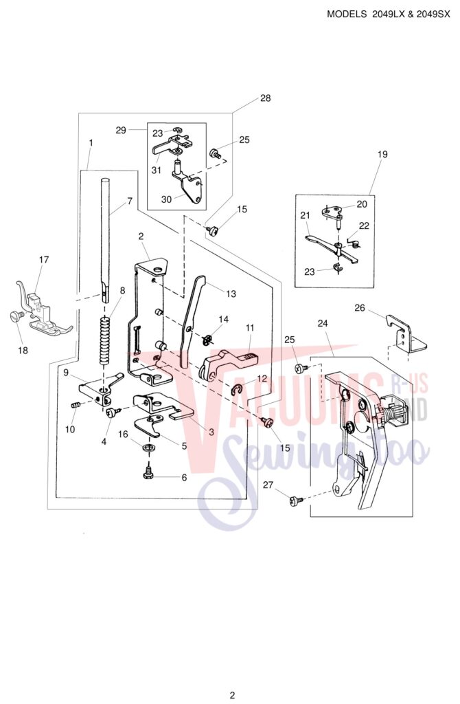 Janome 2049LX exploded schematic diagram (page 2)