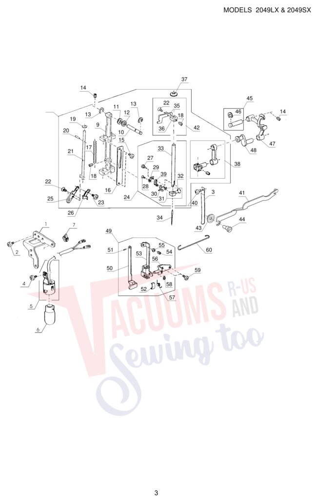 Janome 2049LX exploded schematic diagram (page 3)