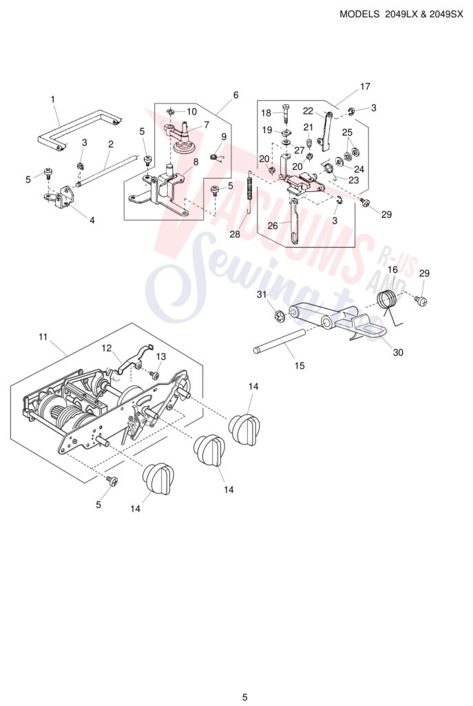 Janome 2049LX exploded schematic diagram (page 5)