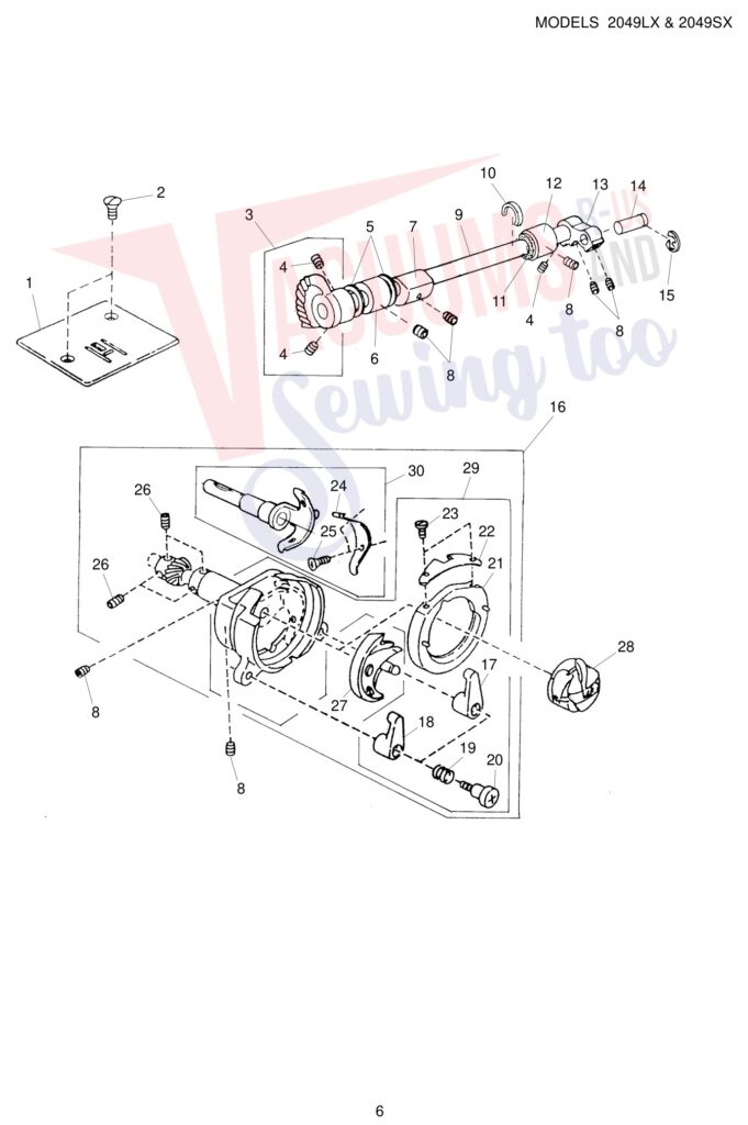 Janome 2049LX exploded schematic diagram (page 6)