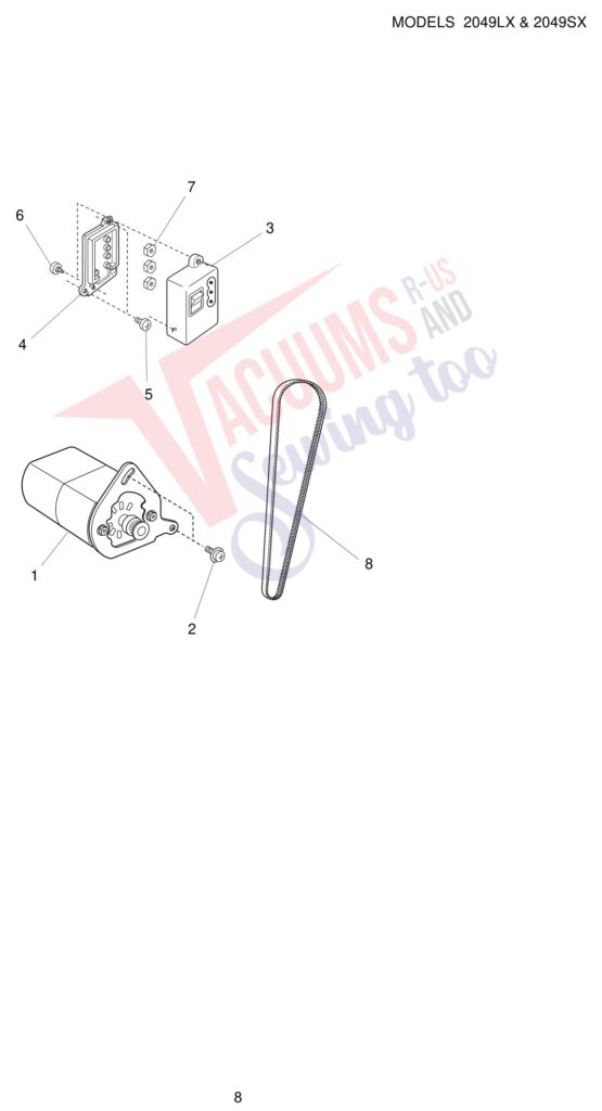 Janome 2049LX exploded schematic diagram (page 8)