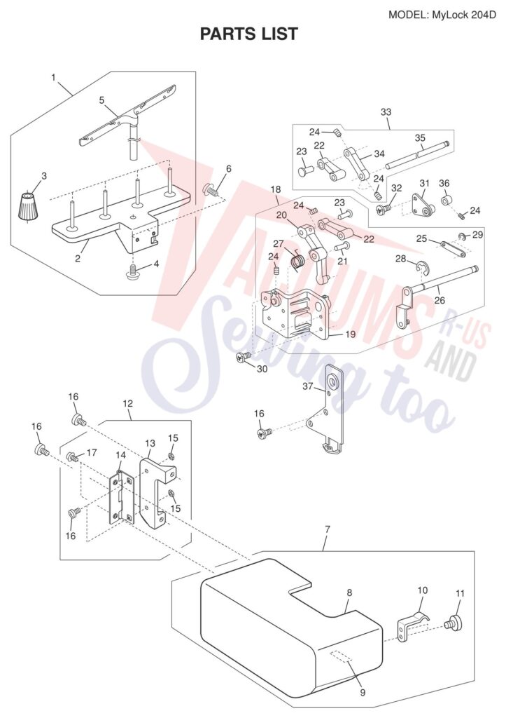Janome 204D V2 exploded schematic diagram (page 3)