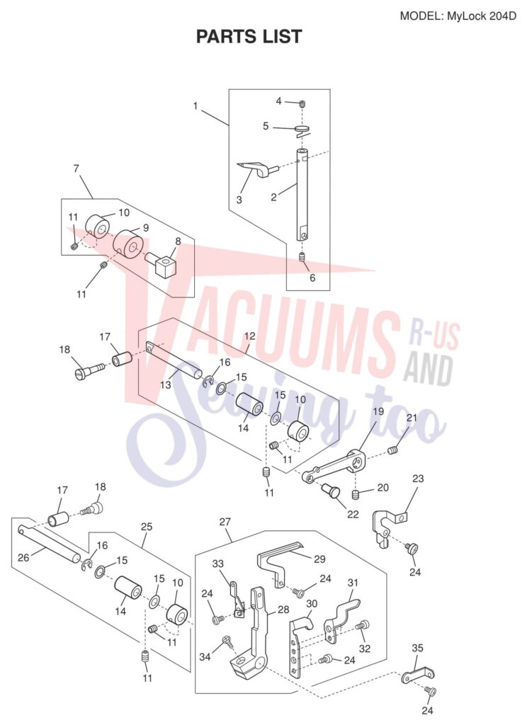 Janome 204D V2 exploded schematic diagram (page 7)