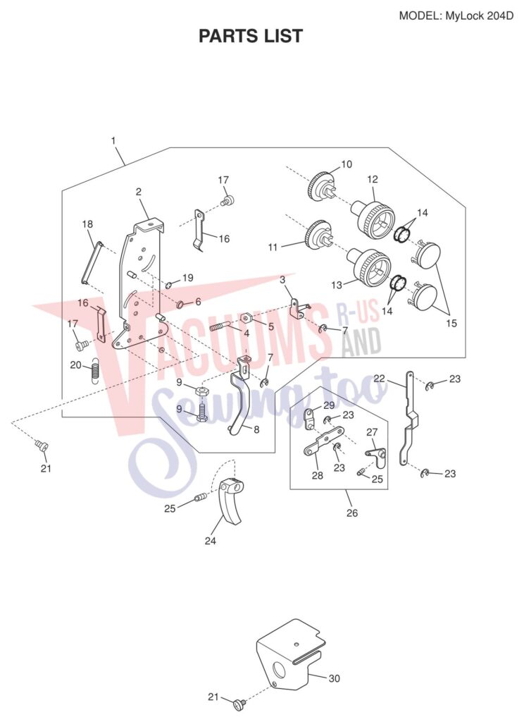 Janome 204D V2 exploded schematic diagram (page 10)