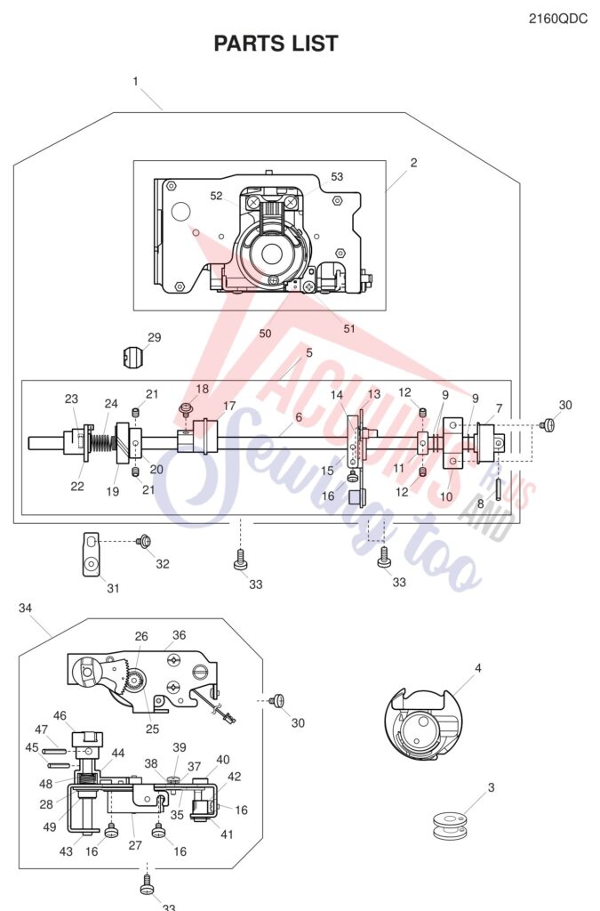 Janome 2160DC exploded schematic diagram (page 3)