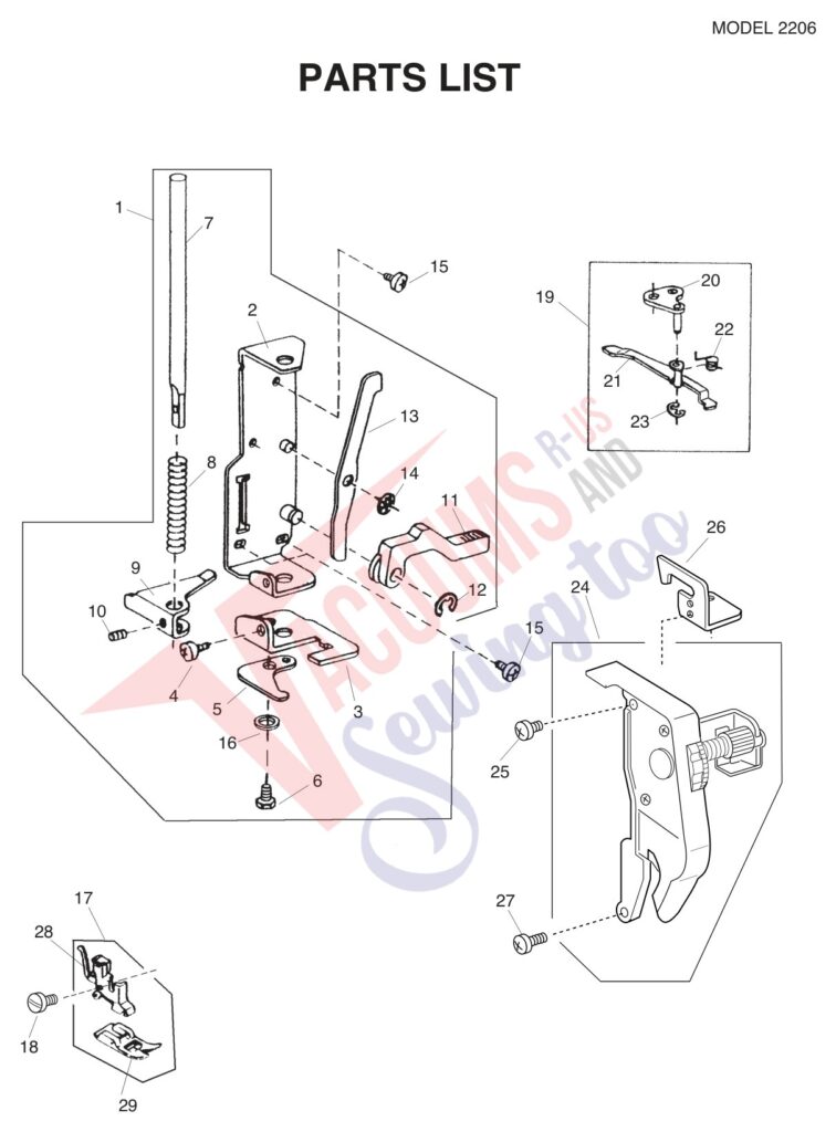 Janome 2206 exploded schematic diagram (page 2)