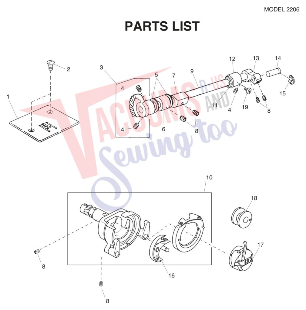 Janome 2206 exploded schematic diagram (page 6)