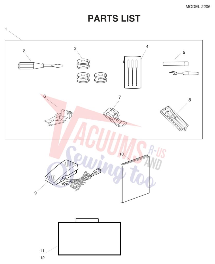 Janome 2206 exploded schematic diagram (page 9)