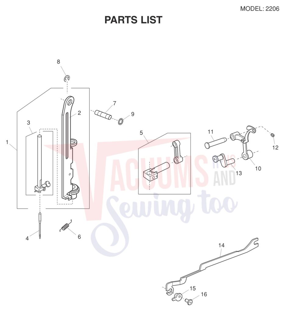 Janome 2206 V2 exploded schematic diagram (page 3)
