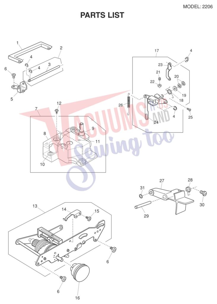 Janome 2206 V2 exploded schematic diagram (page 5)
