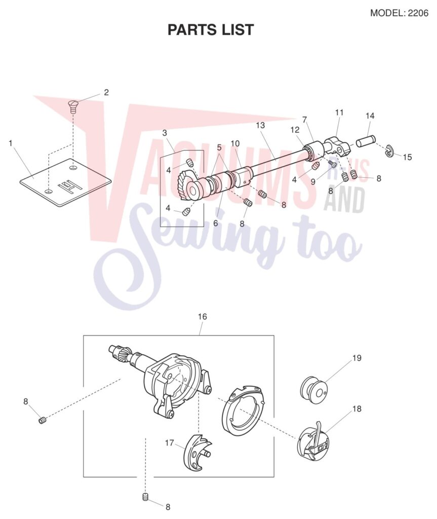 Janome 2206 V2 exploded schematic diagram (page 6)