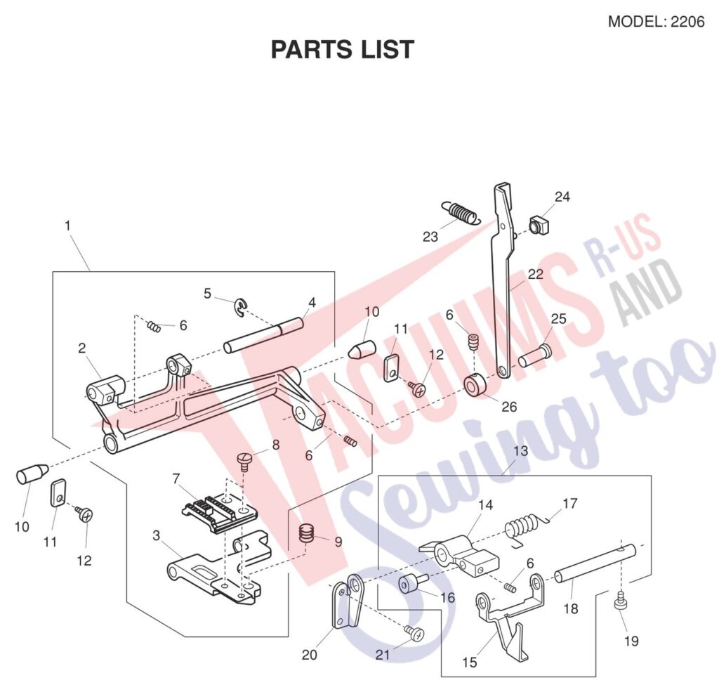 Janome 2206 V2 exploded schematic diagram (page 7)