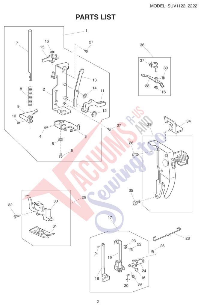 Janome 2222 V2 exploded schematic diagram (page 2)