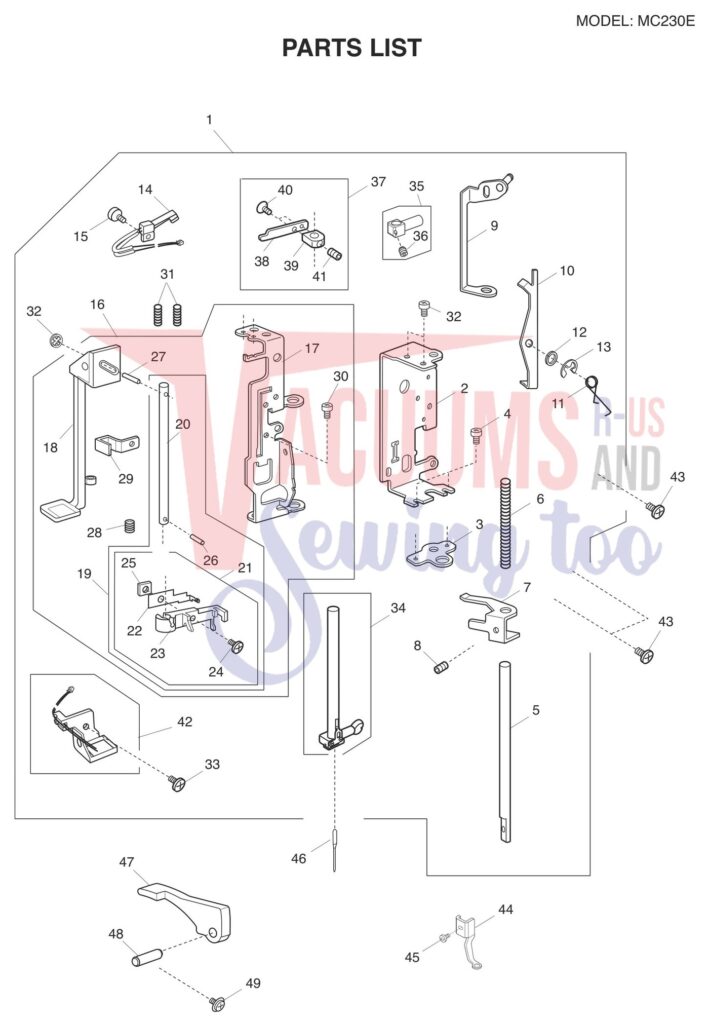 Janome 230E exploded schematic diagram (page 2)