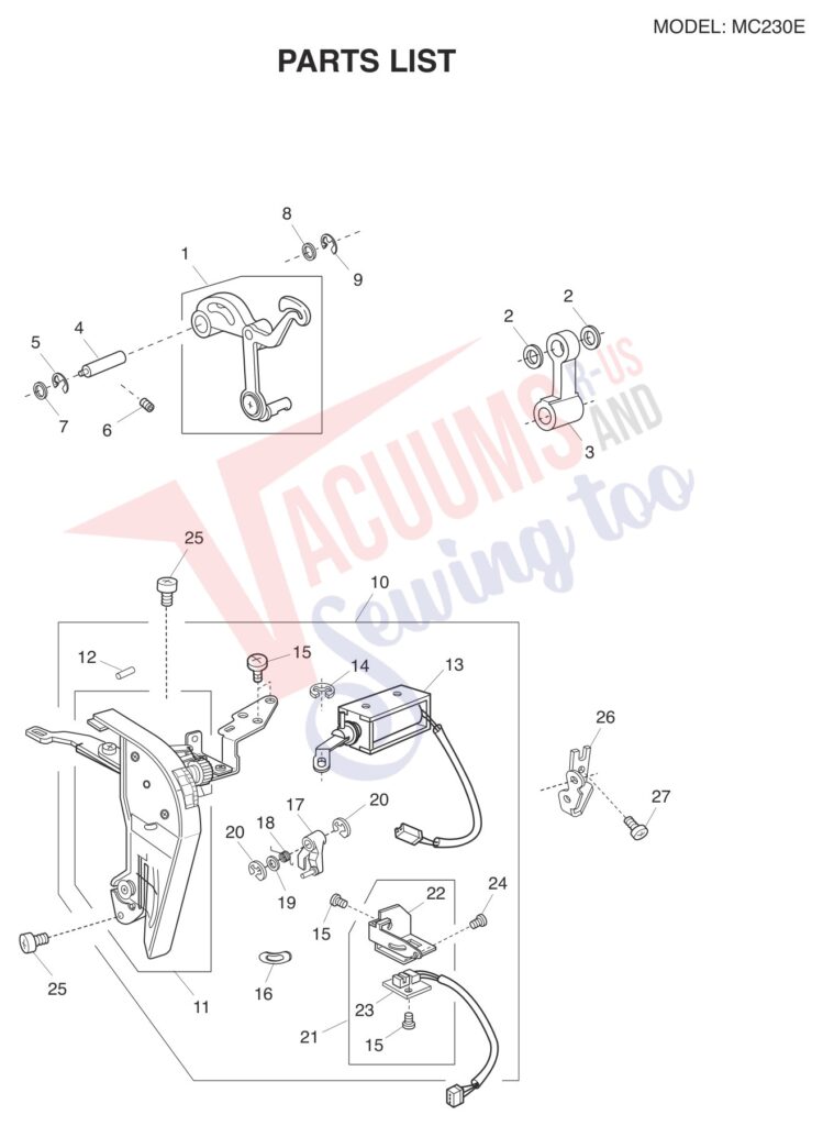 Janome 230E exploded schematic diagram (page 3)