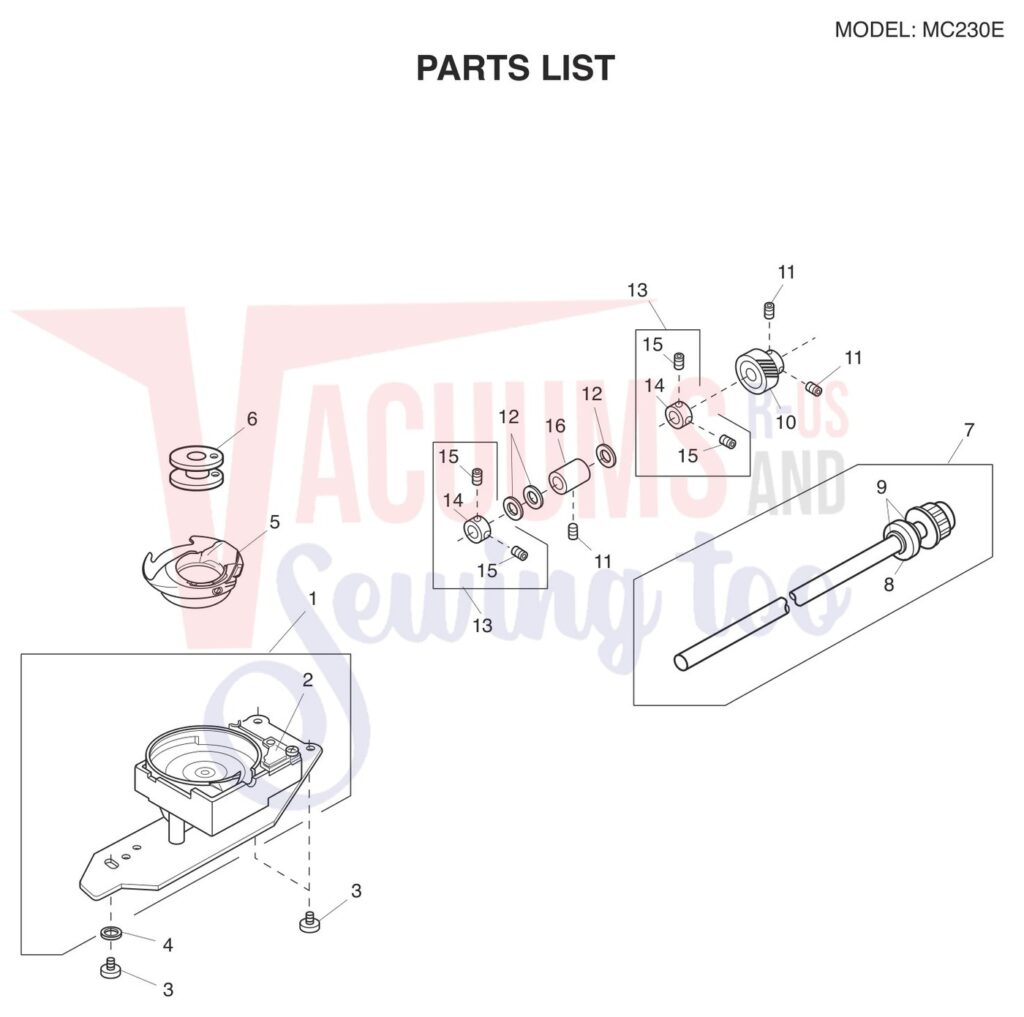 Janome 230E exploded schematic diagram (page 5)