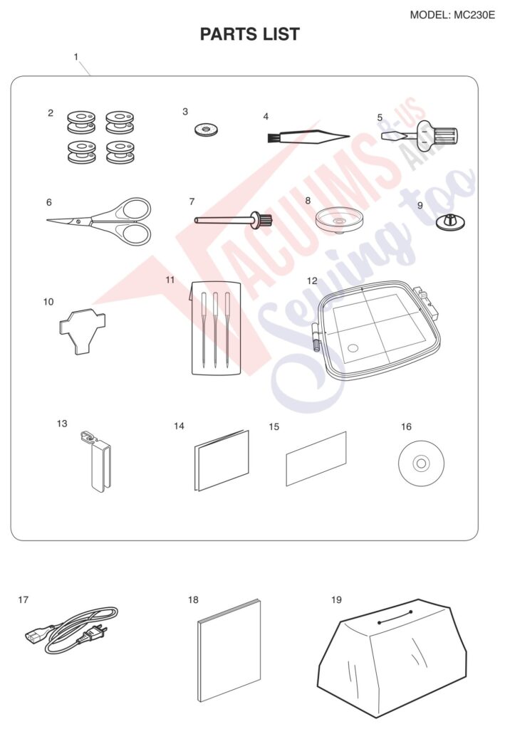 Janome 230E exploded schematic diagram (page 9)