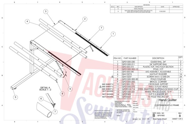 Janome 2' Extension Proframe 8 schematic page 1 preview