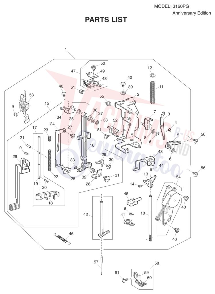 Janome 3160PG exploded schematic diagram (page 2)