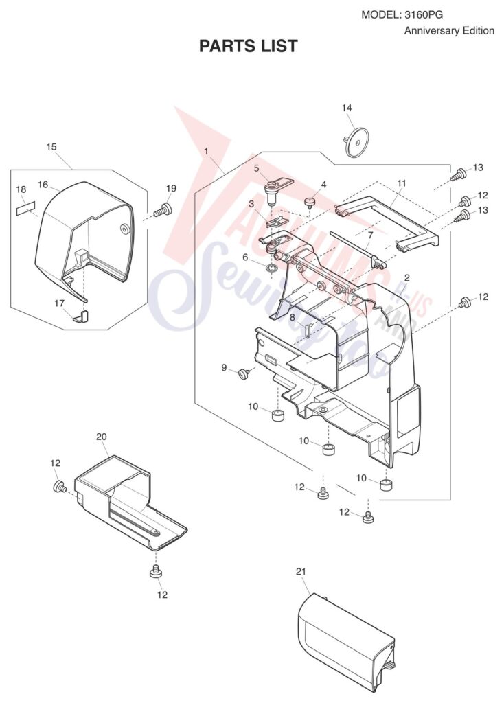 Janome 3160PG exploded schematic diagram (page 5)