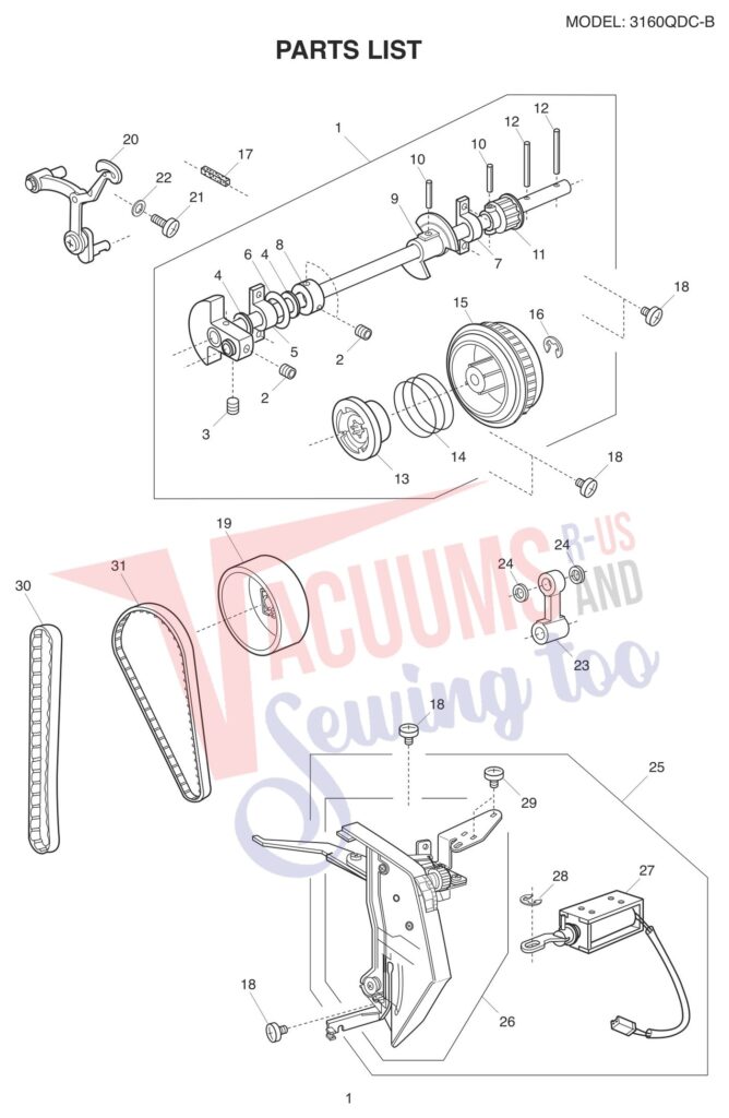 Janome 3160QDC-B exploded schematic diagram (page 1)