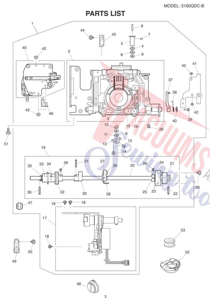 Janome 3160QDC-B exploded schematic diagram (page 3)