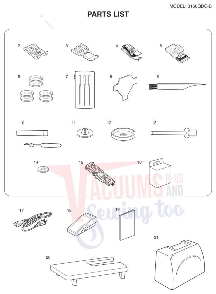 Janome 3160QDC-B exploded schematic diagram (page 7)