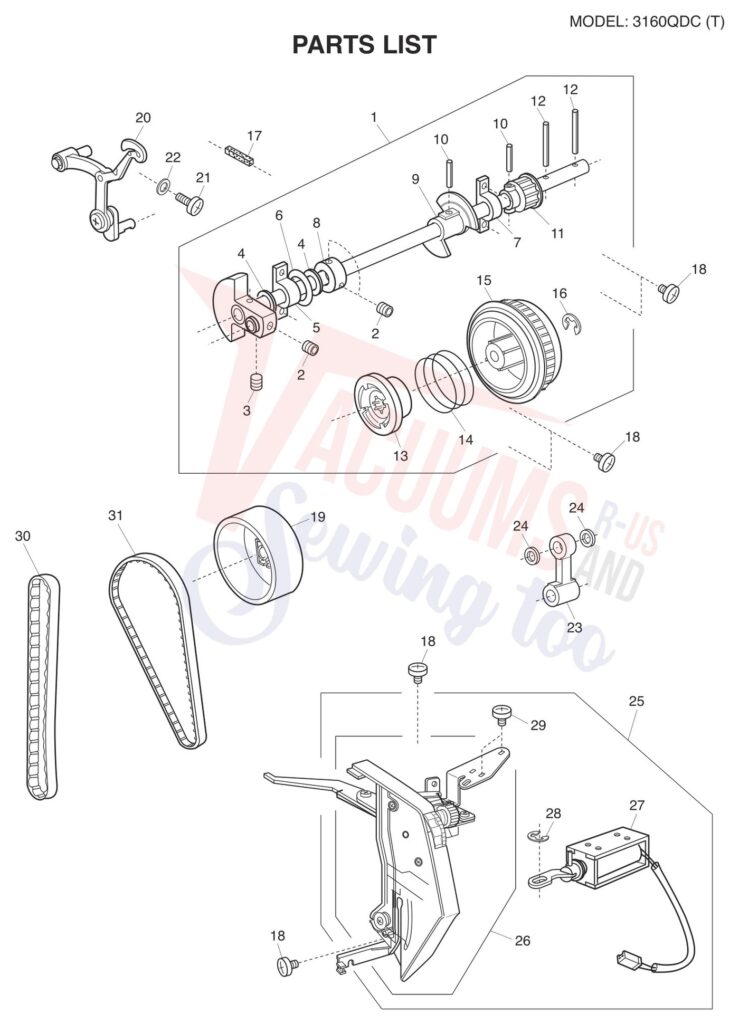 Janome 3160QDC-T exploded schematic diagram (page 1)