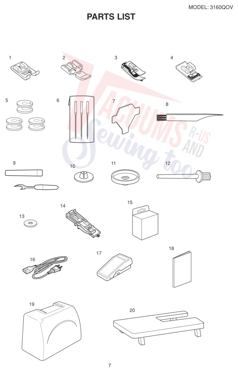 Janome 3160QOV schematic page 7 preview
