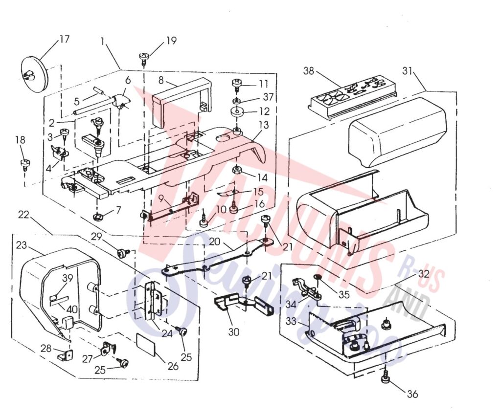 Janome 3500 exploded schematic diagram (page 1)