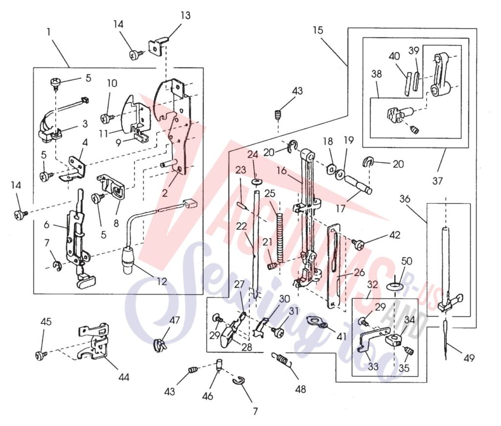 Janome 3500 exploded schematic diagram (page 2)