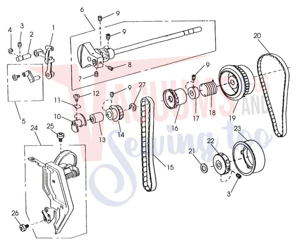 Janome 3500 exploded schematic diagram (page 3)