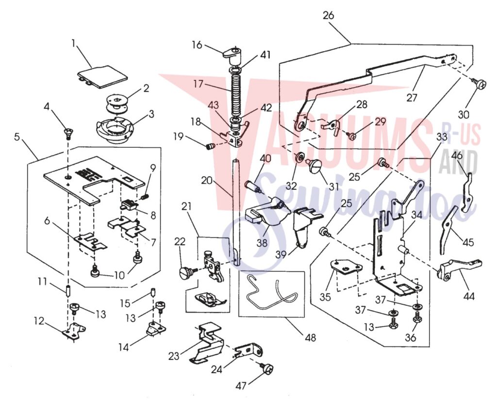 Janome 3500 exploded schematic diagram (page 6)