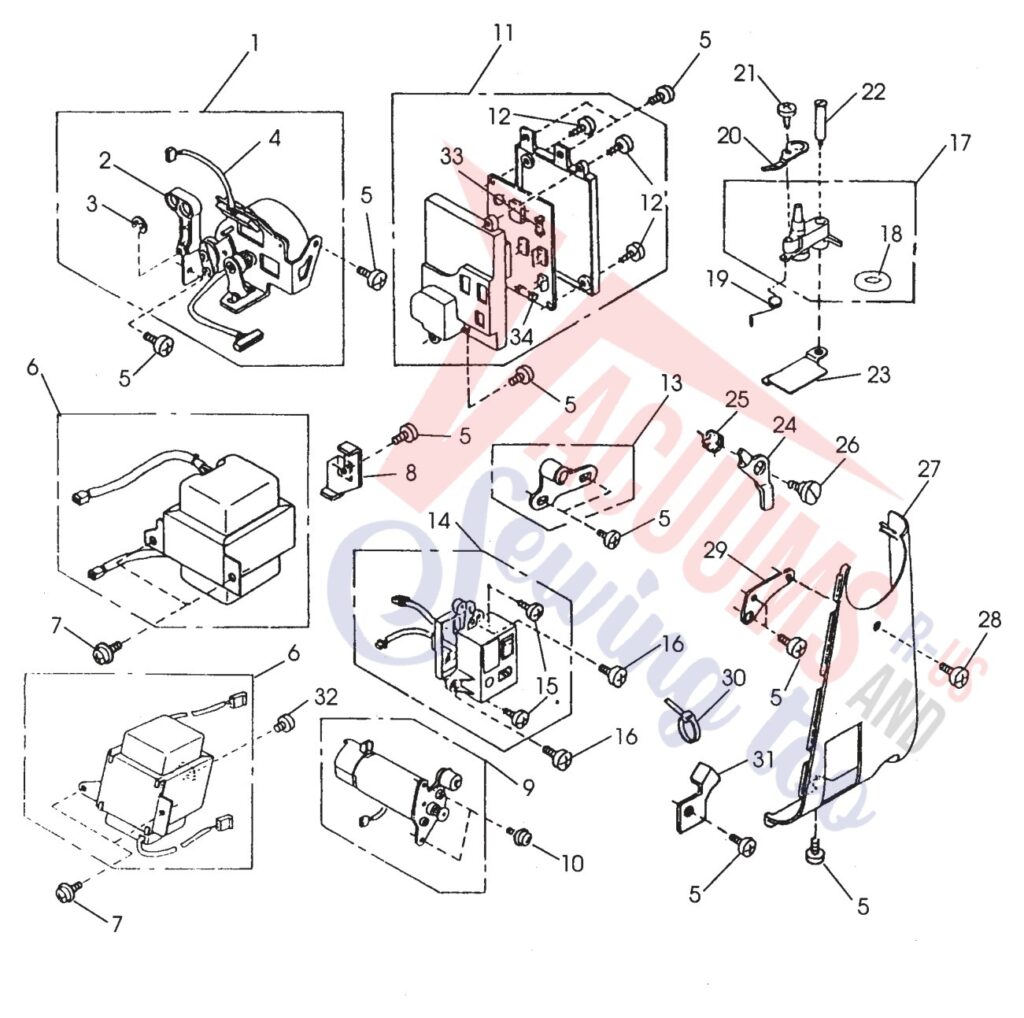 Janome 3500 exploded schematic diagram (page 8)