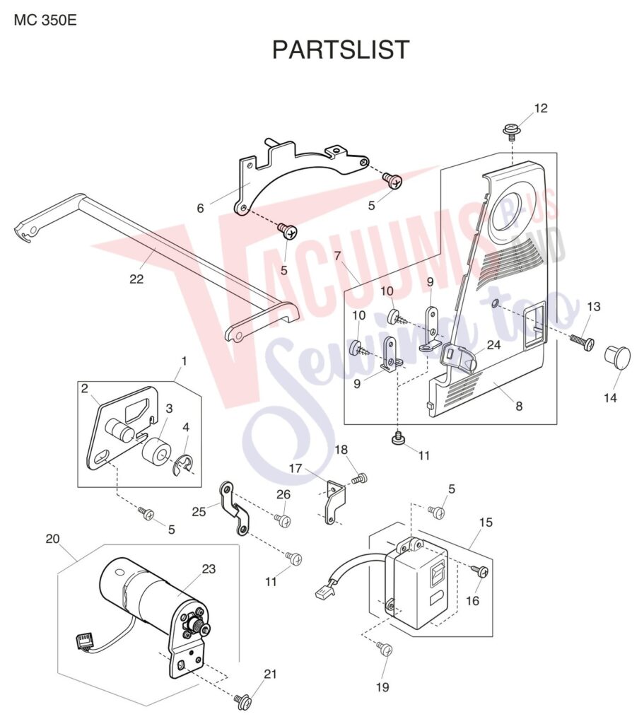 Janome 350E exploded schematic diagram (page 2)