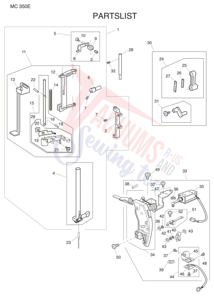 Janome 350E exploded schematic diagram (page 5)