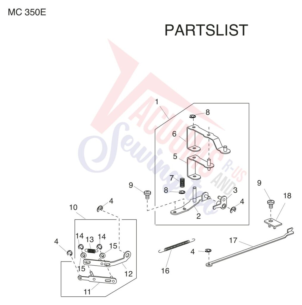Janome 350E exploded schematic diagram (page 6)