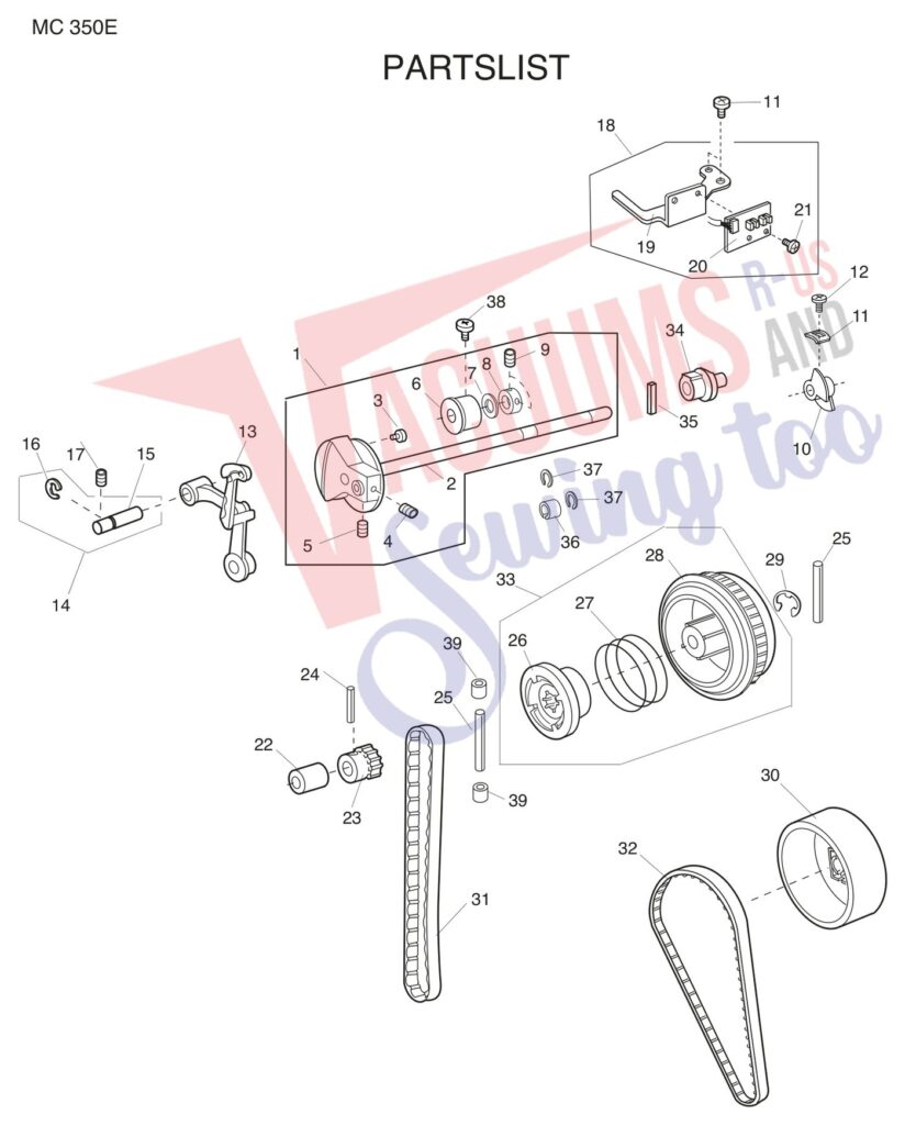 Janome 350E exploded schematic diagram (page 8)