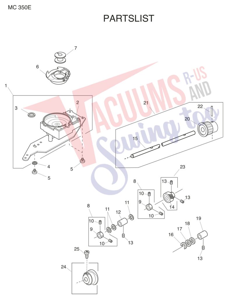 Janome 350E exploded schematic diagram (page 9)