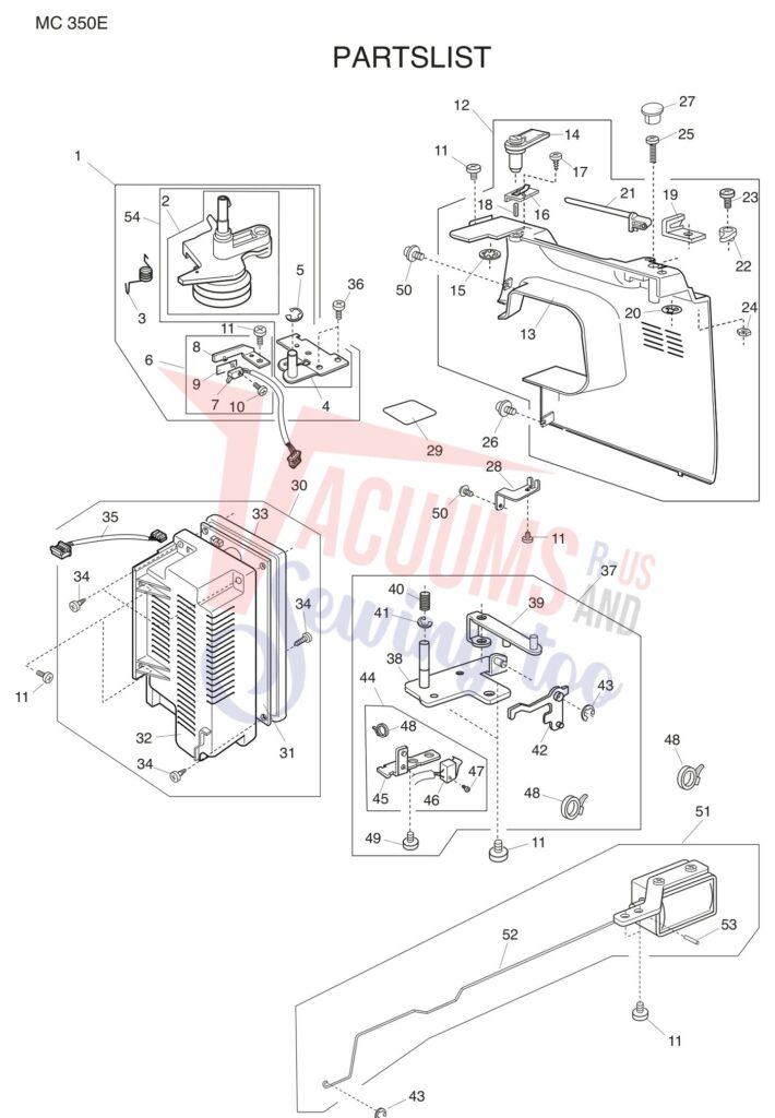Janome 350E exploded schematic diagram (page 11)