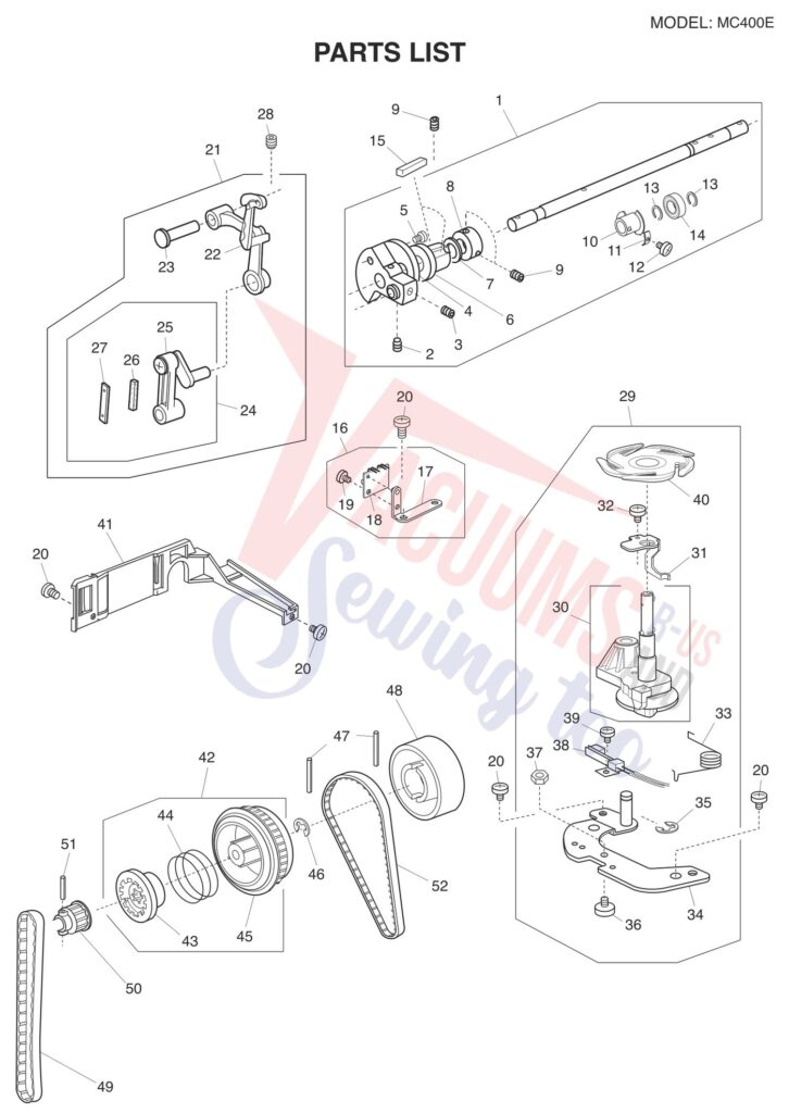 Janome 400E exploded schematic diagram (page 6)