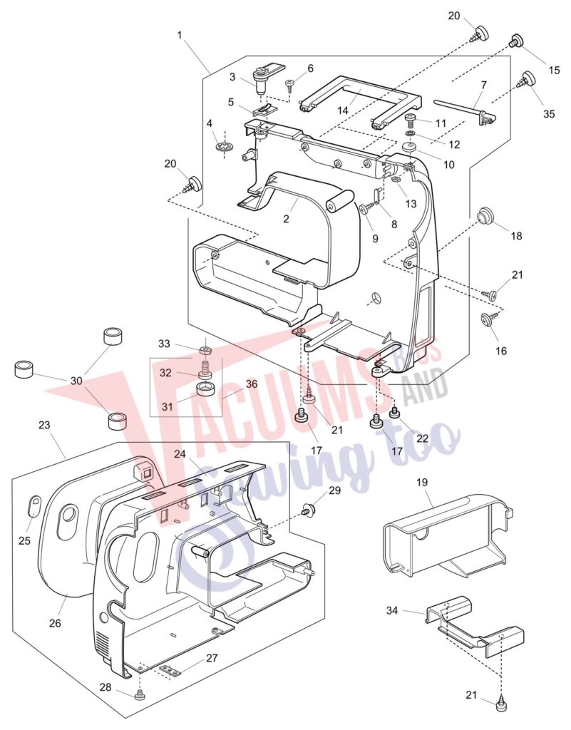 Janome 4045LX exploded schematic diagram (page 1)