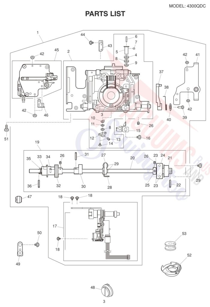 Janome 4300QDC-B exploded schematic diagram (page 3)