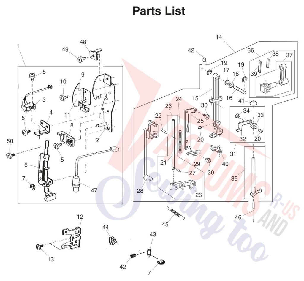Janome 4400 exploded schematic diagram (page 2)