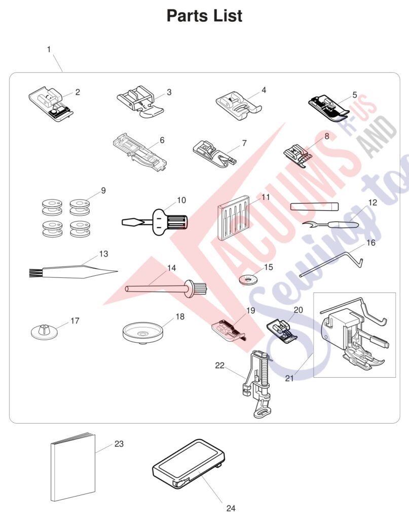 Janome 4400 exploded schematic diagram (page 9)