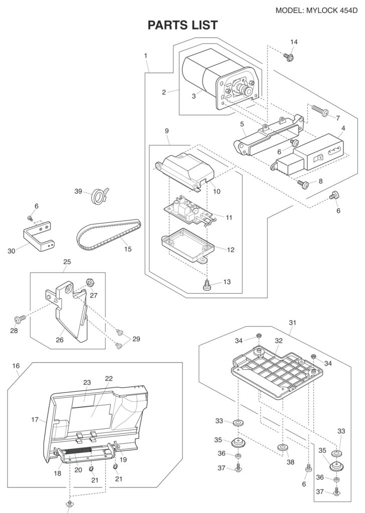 Janome 454D exploded schematic diagram (page 9)