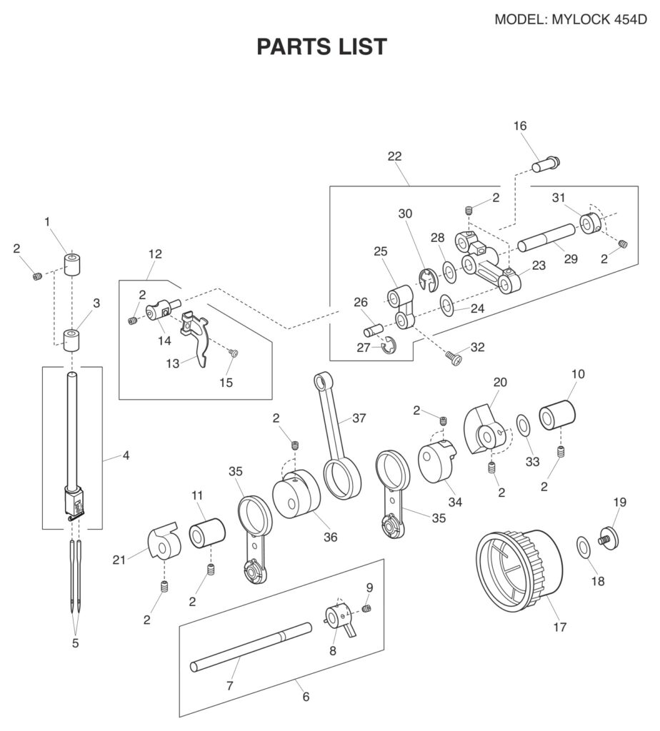 Janome 454D exploded schematic diagram (page 10)